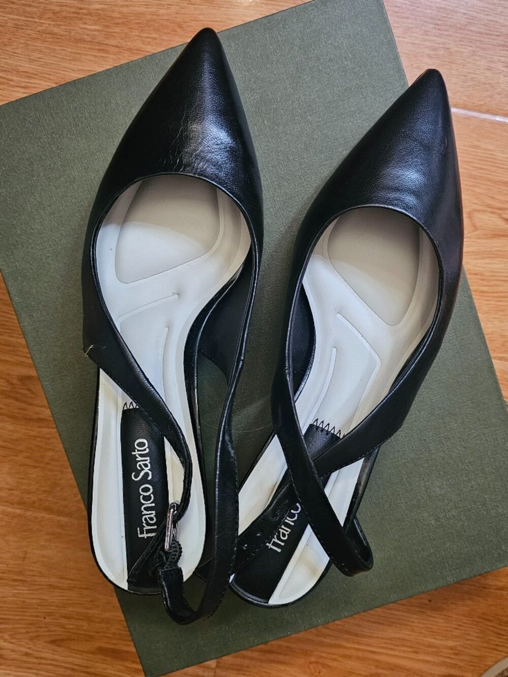 Franco Sarto Black Pointed Toe Slingback Strappy Flats Women's Size 5M